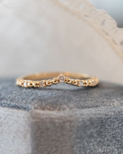 .10 Textured Diamond Contour Wedding Band 14k