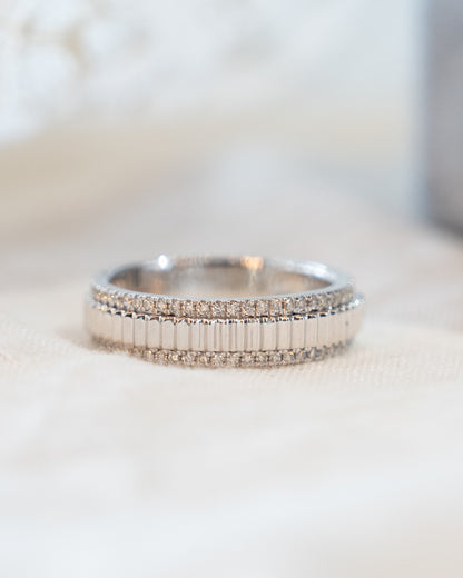 .24 Pave Diamond Coin Edge Wedding Band 14k