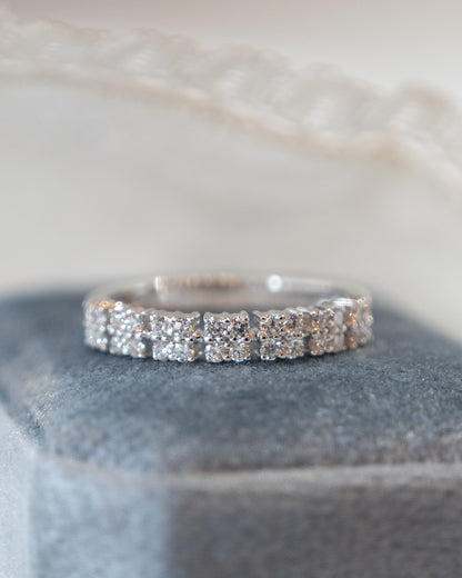 .40 Pave Diamond Double Wedding Band 18k