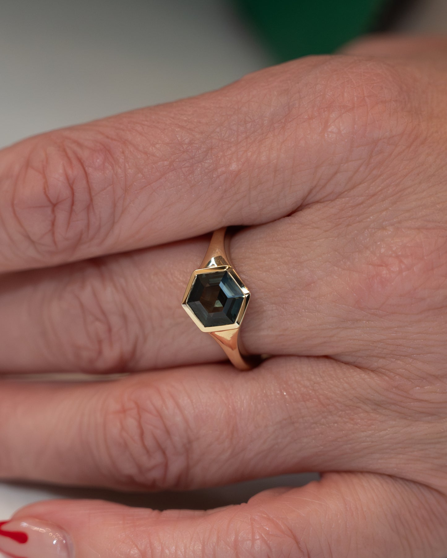 1.82 Hexagon Sapphire Engagement Ring in 14k