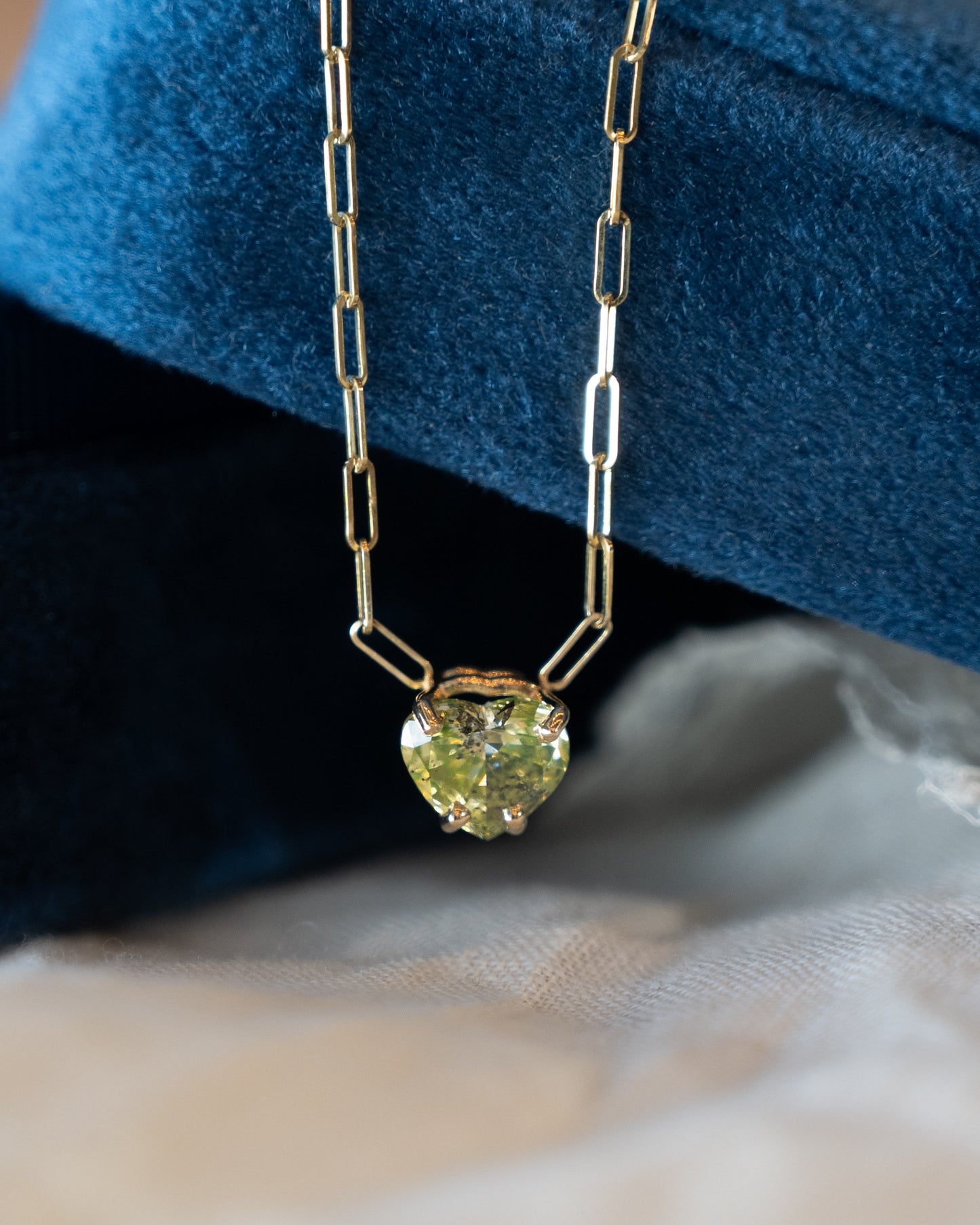 1.11 Fancy Intense Green Heart Diamond Pendant 14k