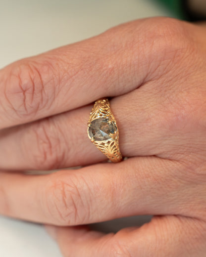 .80 Cushion Salt & Pepper Diamond in 14k Yellow Gold