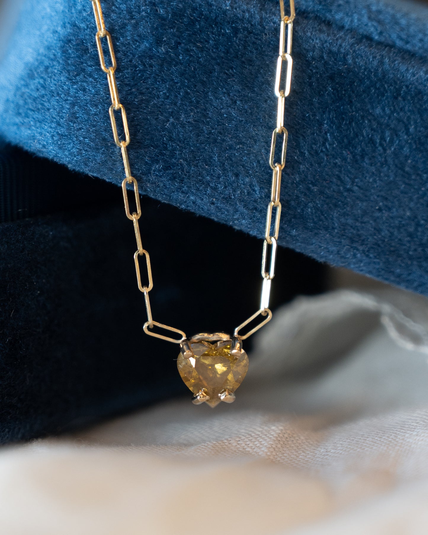 1.50 Greenish Brown Heart Diamond Pendant Necklace 14k