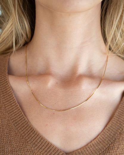 20 Inch Box Chain Necklace in 14k Yellow Gold