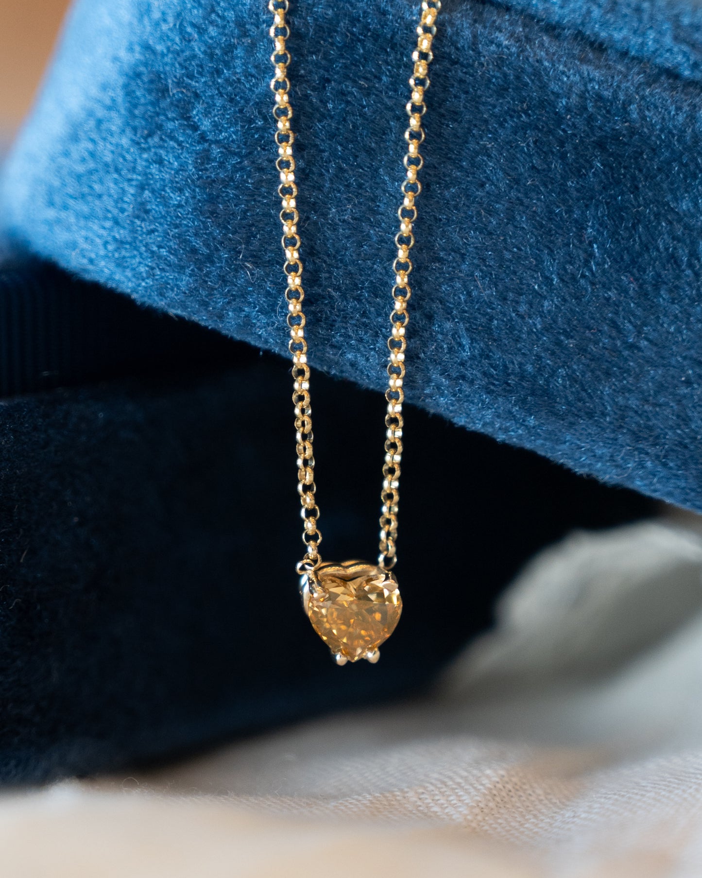 .63 Fancy Orange Heart Diamond Pendant Necklace 14k