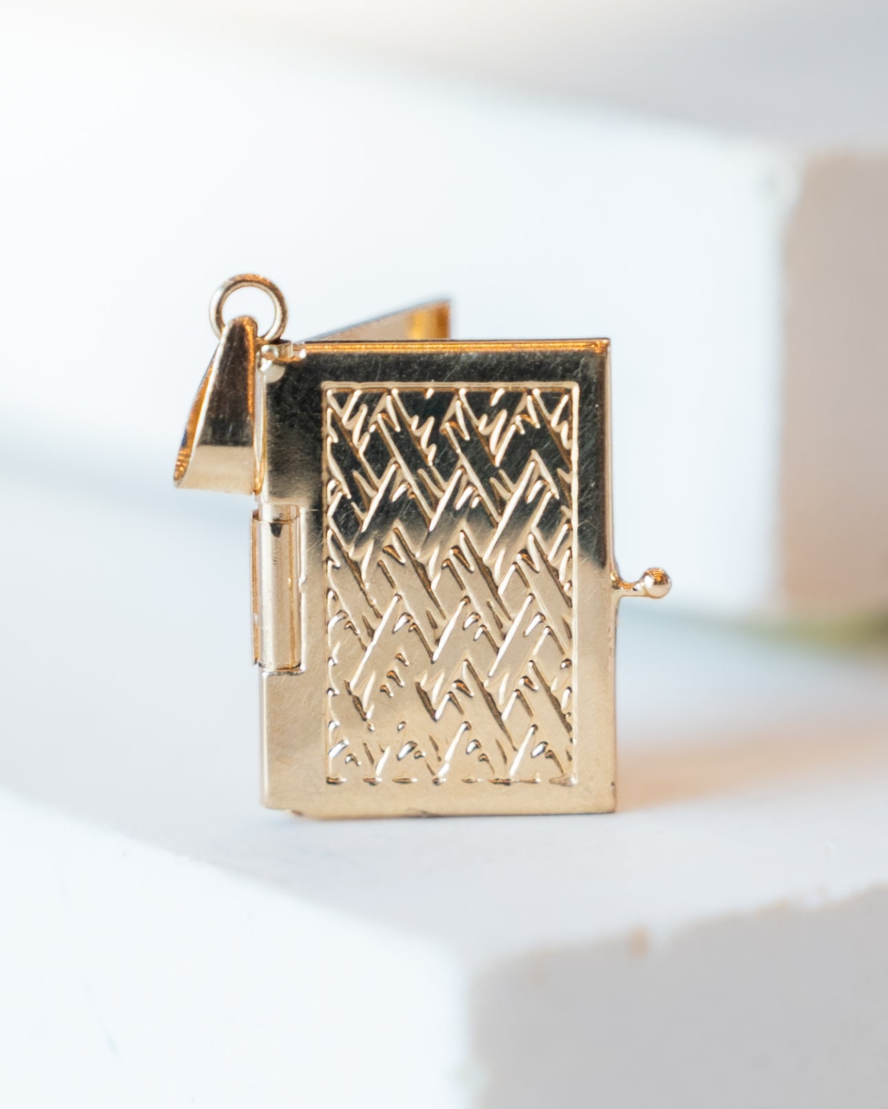 Vintage Mid-Century Book Locket Charm in 14k