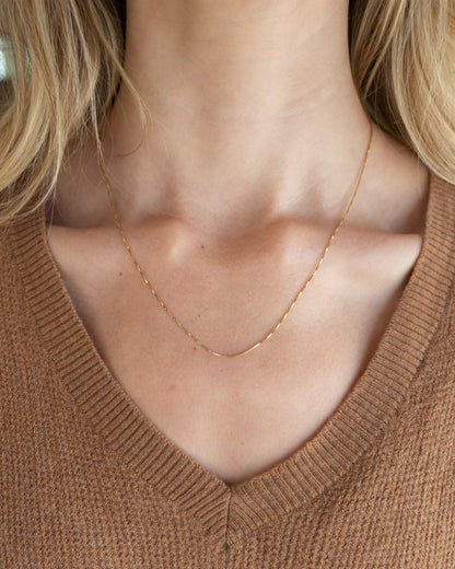 Geometric Box Link Chain Necklace 14k Yellow Gold