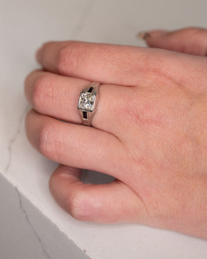 .65 Antique Diamond & Sapphire Engagement Ring in 20k