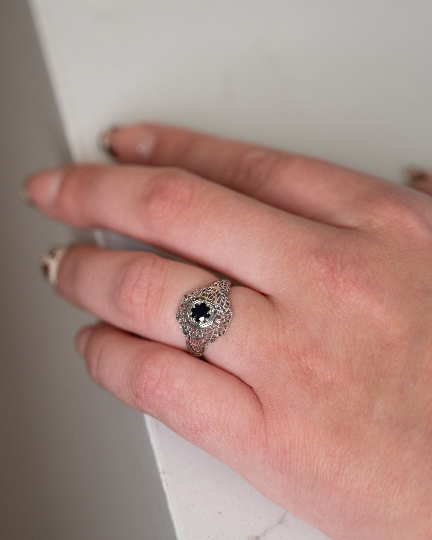 .40 Antique Deco Sapphire Cocktail Ring 18k