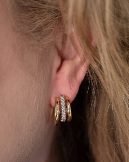 .68 Diamond Layered Hoop Earrings Two-Tone 18k