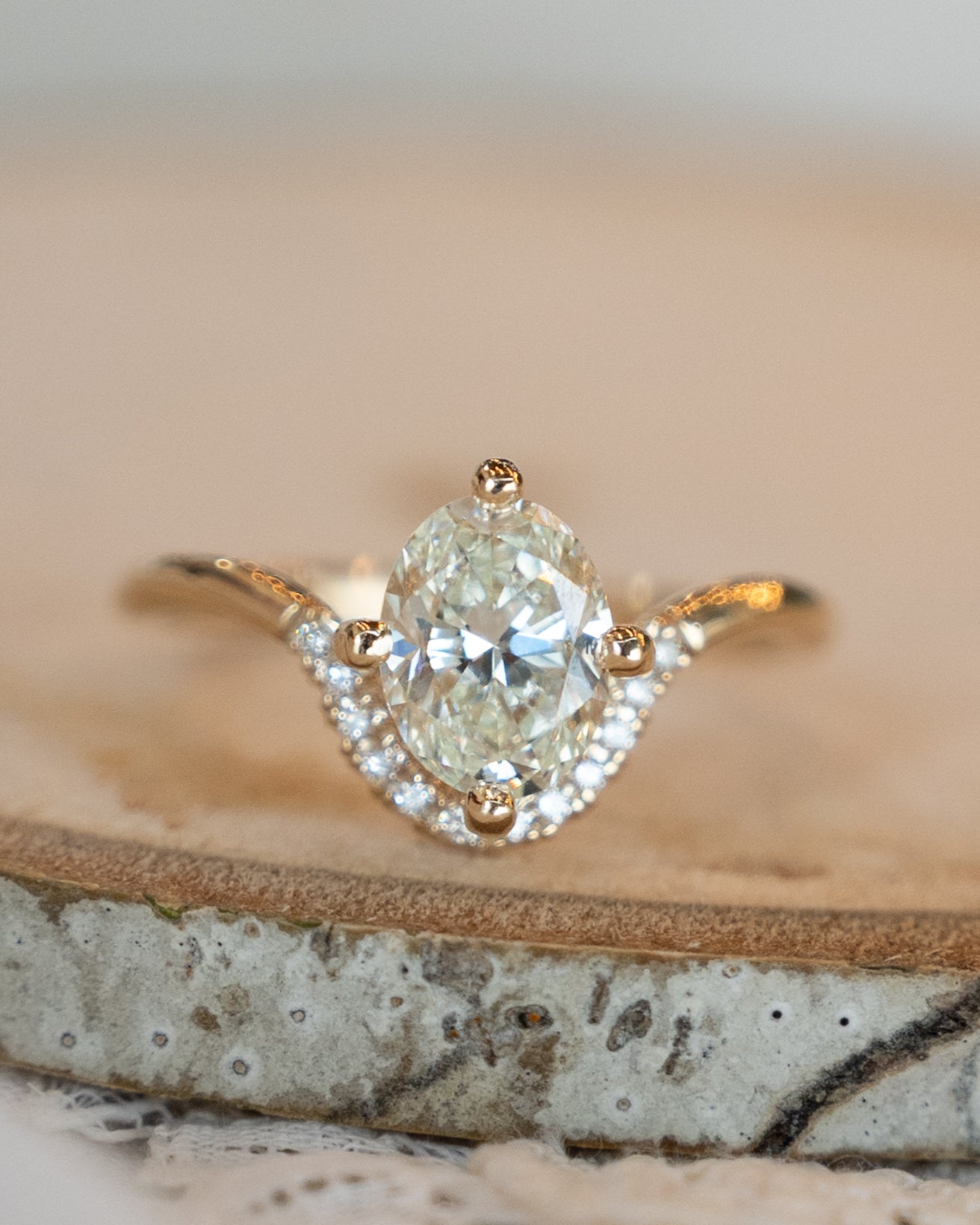 1.50 Oval Diamond Engagement Ring in 14k Yellow Gold