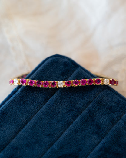 6.63 Rubie & Diamond Tennis Necklace 18k