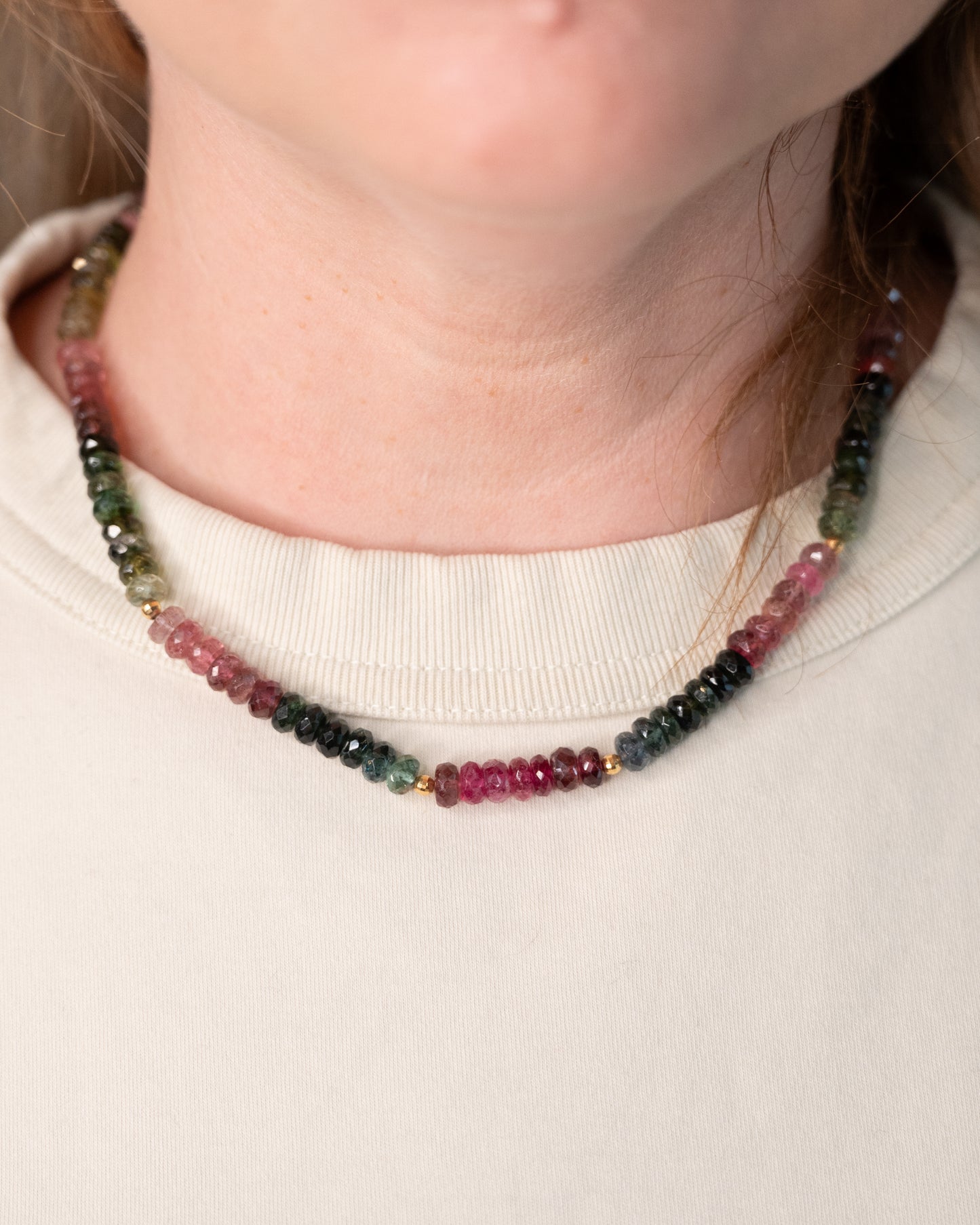 Multi-Colored Tourmaline Necklace 18k Yellow Gold