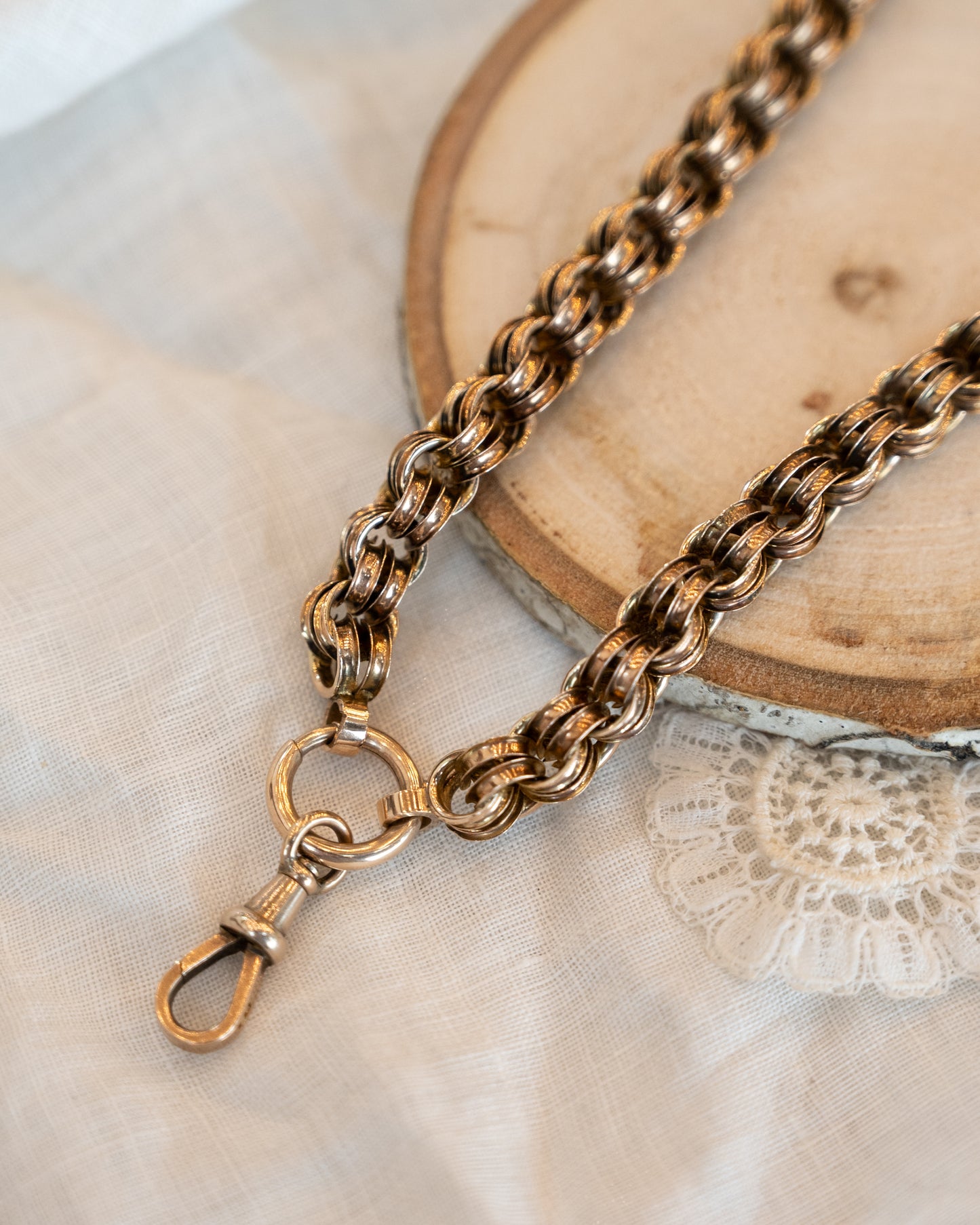 18" Antique Victorian Rolo Chain Necklace in 9k Rose Gold