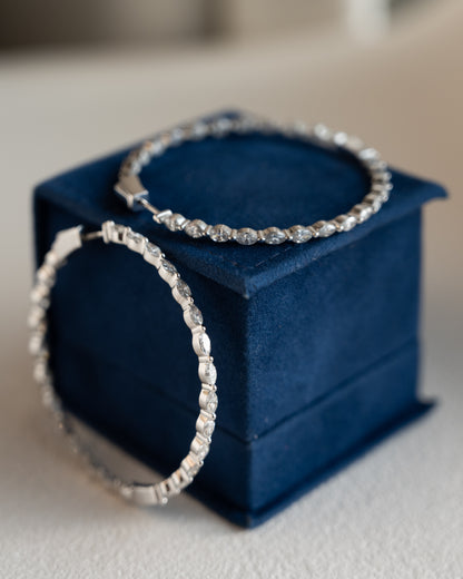 5.82 Diamond Inside-Out Hoop Earrings 18k White Gold