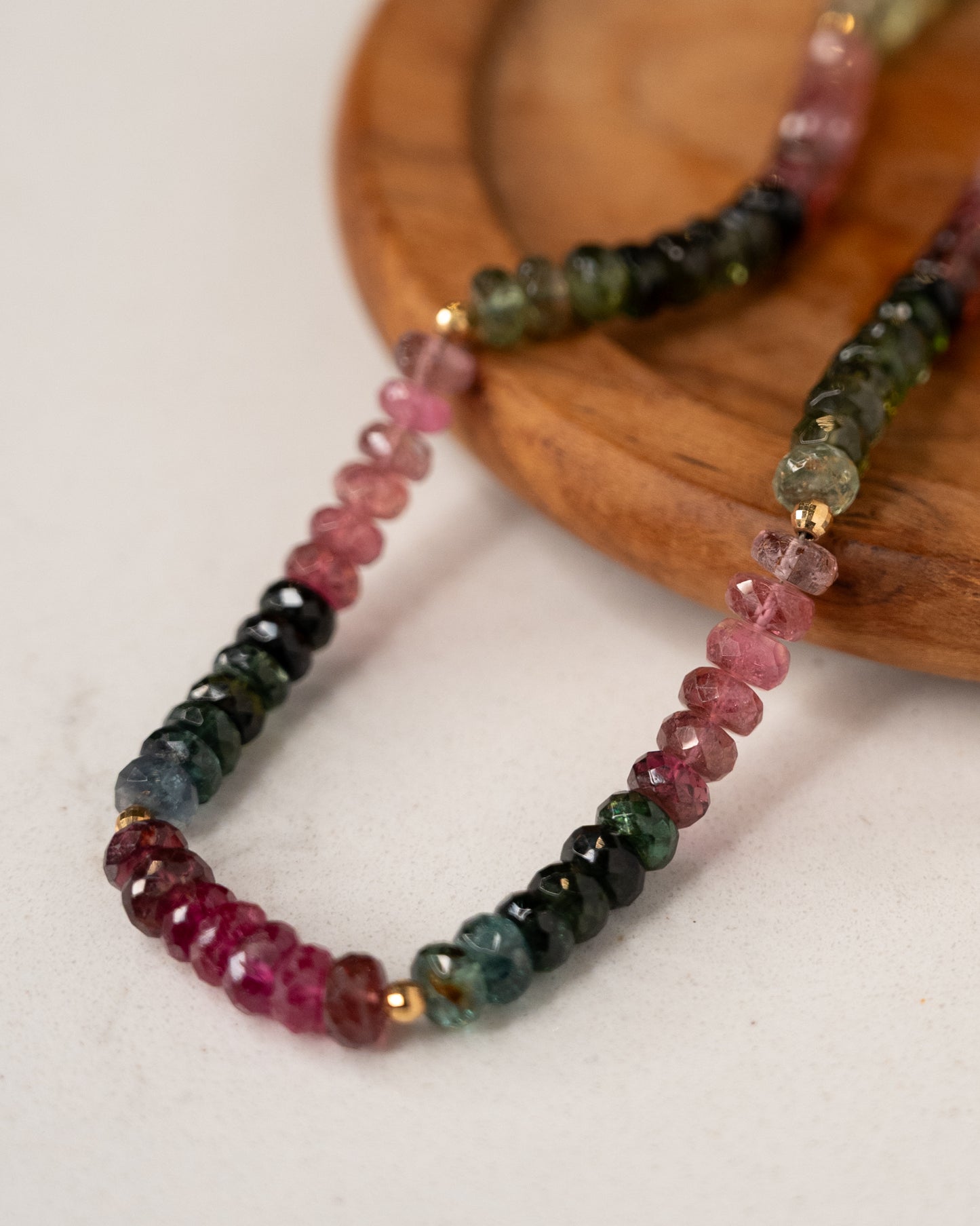 Multi-Colored Tourmaline Necklace 18k Yellow Gold