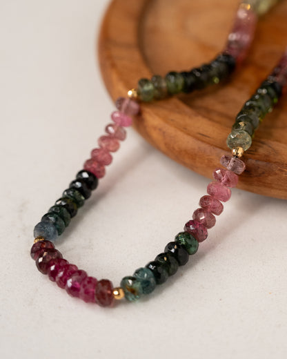 Multi-Colored Tourmaline Necklace 18k Yellow Gold