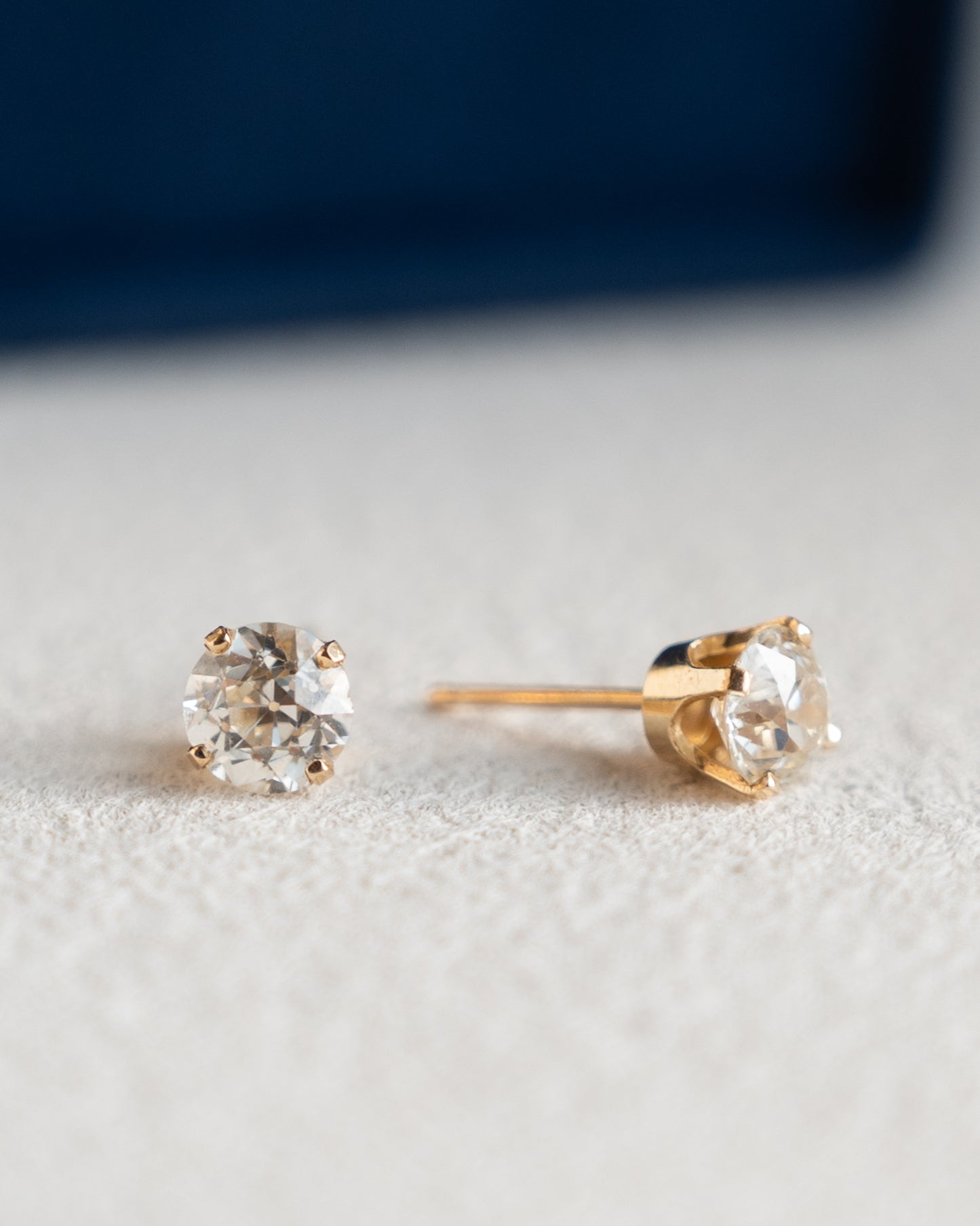 1.20 Old European Cut Diamond Stud Earrings 14k