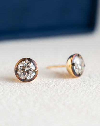 2.42 GIA Round Brilliant Diamond Stud Earrings 18k