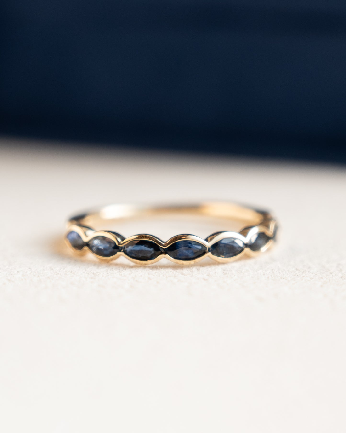 .80 Marquise Cut Sapphire Wedding Band 14k