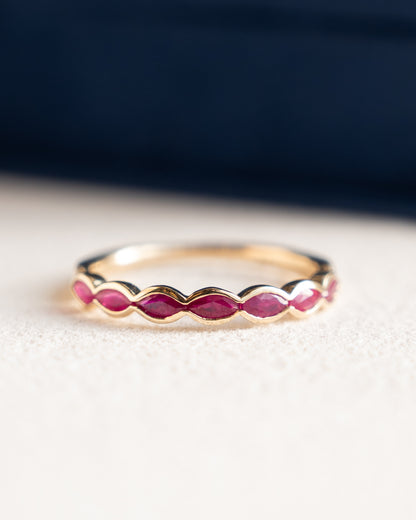 .80 Marquise Cut Ruby Wedding Band 14k