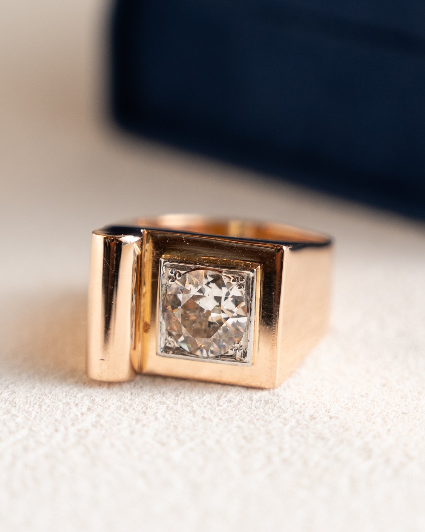 1.29 Vintage Old Euro Diamond Cocktail Ring 14k
