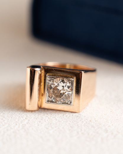 1.29 Vintage Old Euro Diamond Cocktail Ring 14k