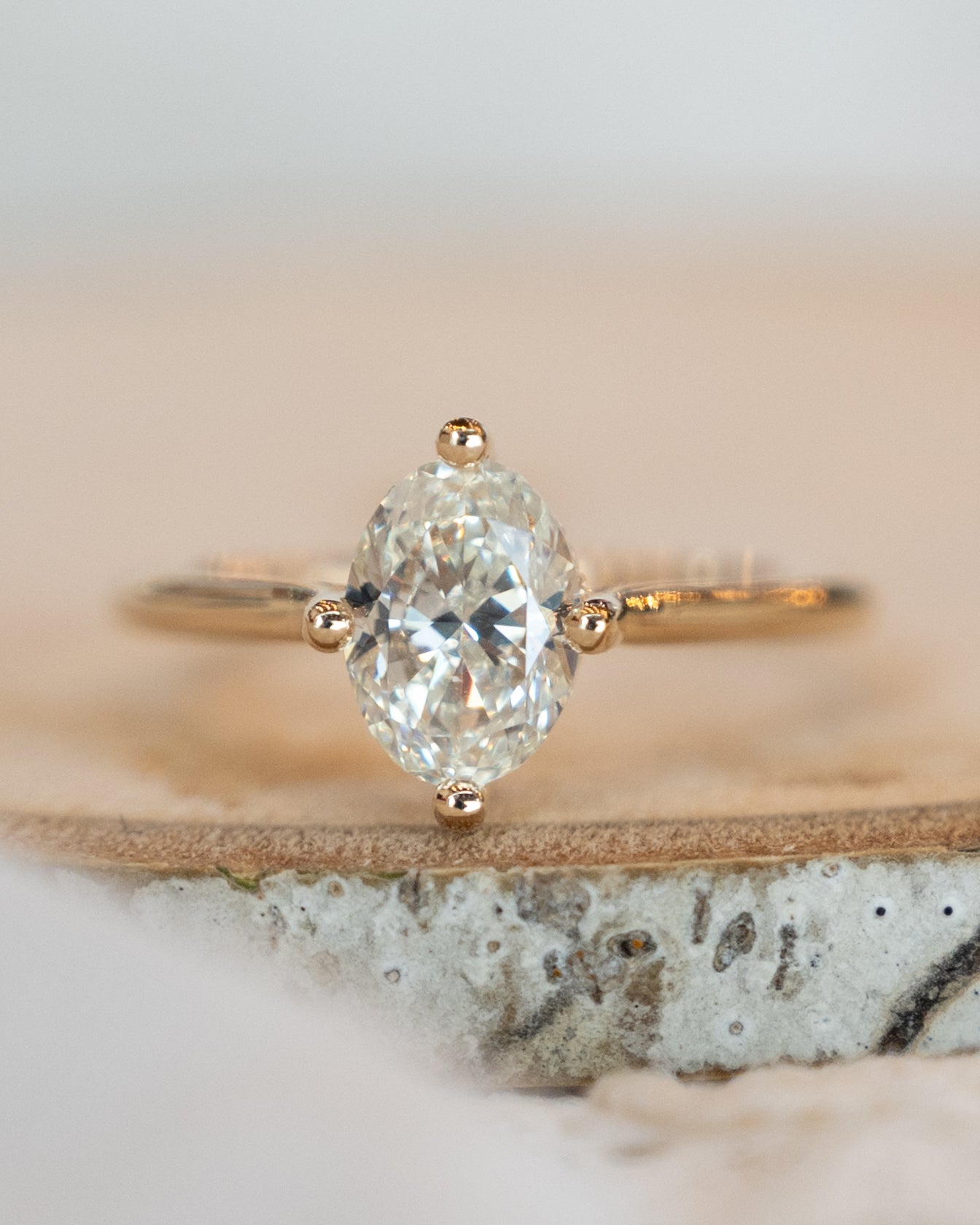 1.50 Oval Diamond Solitaire Engagement Ring in 14k