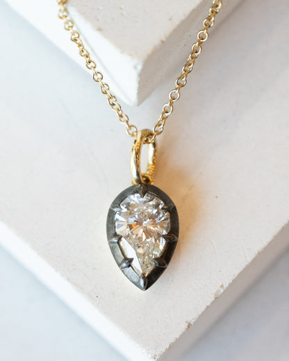 2.48 Pear Cut Diamond Pendant Necklace in 18k