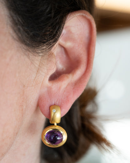 9.40 H. Stern Amethyst Convertible Hoop Earrings 18k