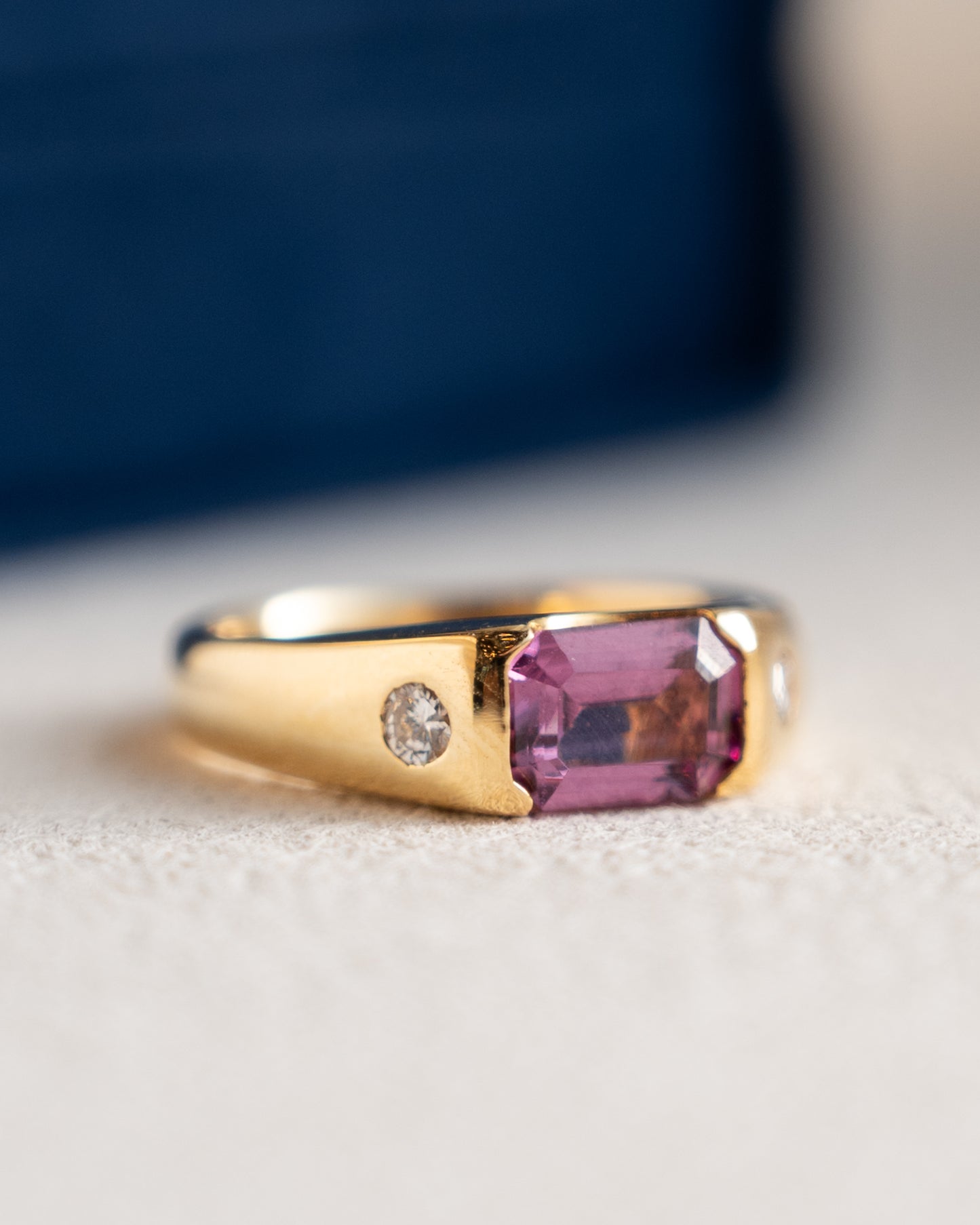 1.56 Emerald Cut Rhodolite Garnet 18k Yellow Gold