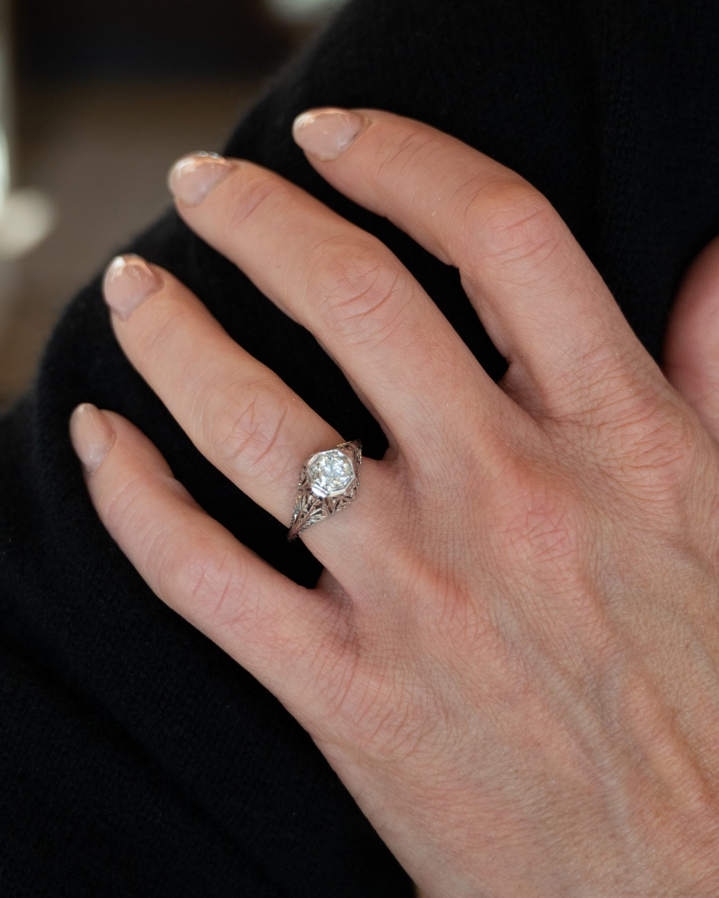 .52 Vintage Belais Deco Solitaire Engagement Ring 18k