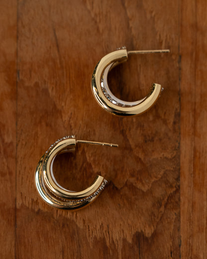 .68 Diamond Layered Hoop Earrings Two-Tone 18k