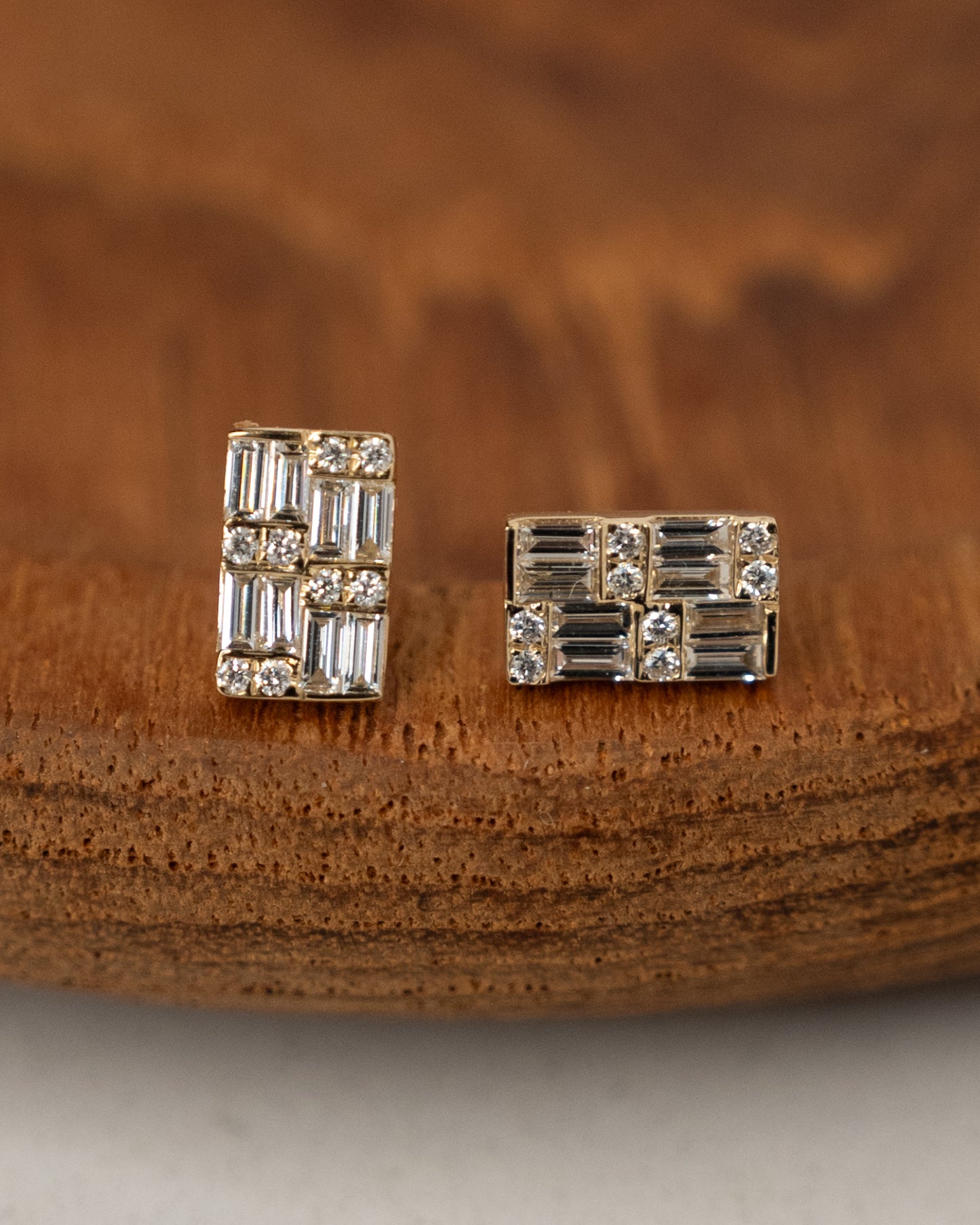 .48 Baguette & Round Diamond Stud Earrings 14k
