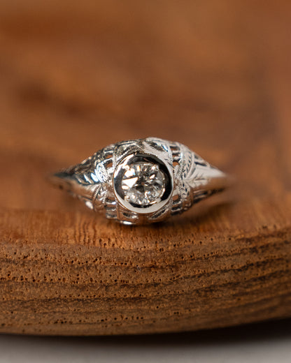 .30 Antique Art Deco Euro Diamond Engagement Ring 18k