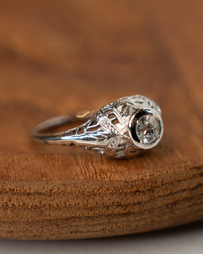 .30 Antique Art Deco Euro Diamond Engagement Ring 18k