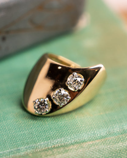 .86 Diamond Three Stone Cocktail Ring 14k Yellow Gold