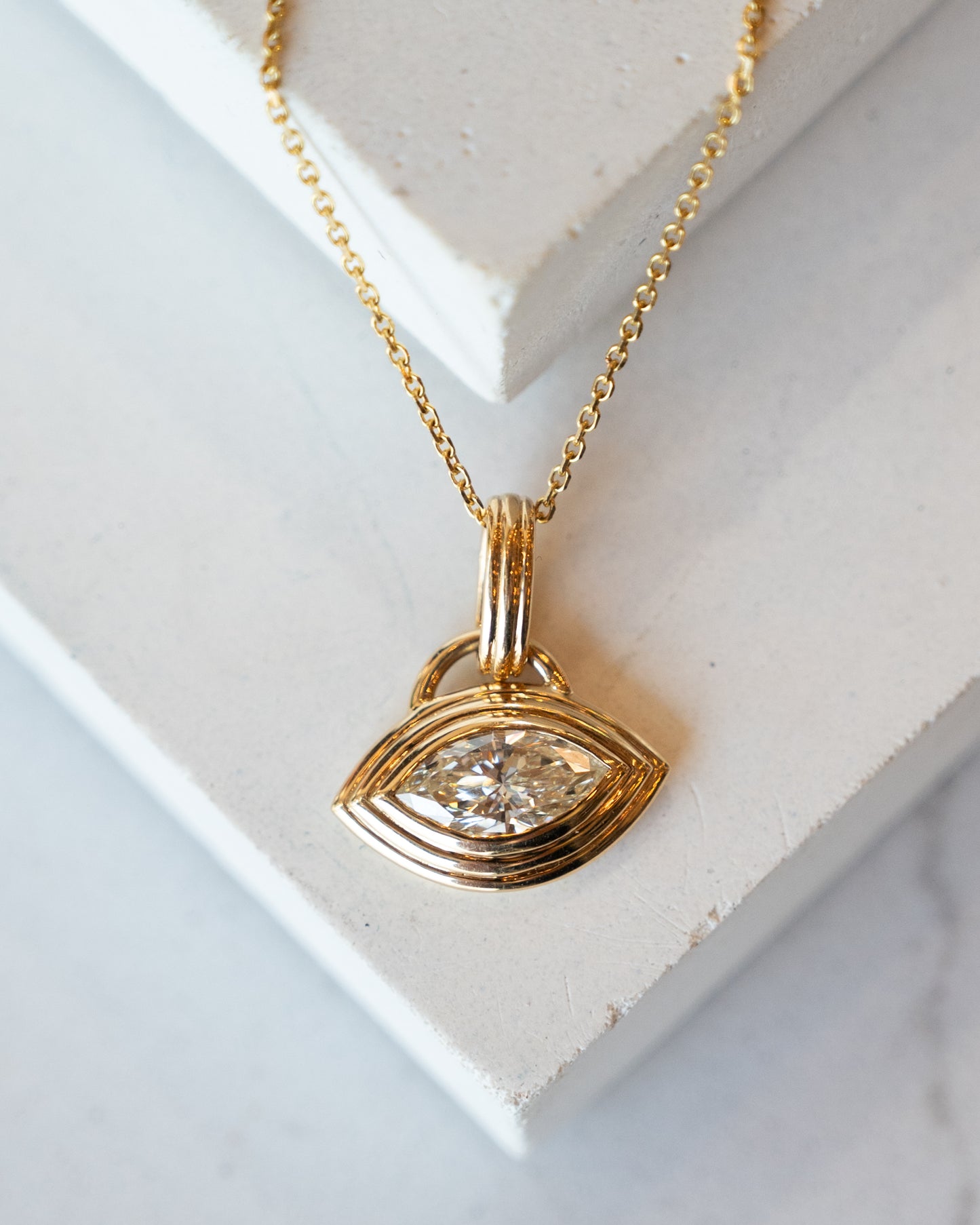 1 Carat Marquise Diamond Pendant Necklace in 18k