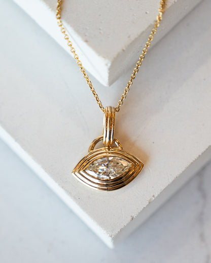 1 Carat Marquise Diamond Pendant Necklace in 18k