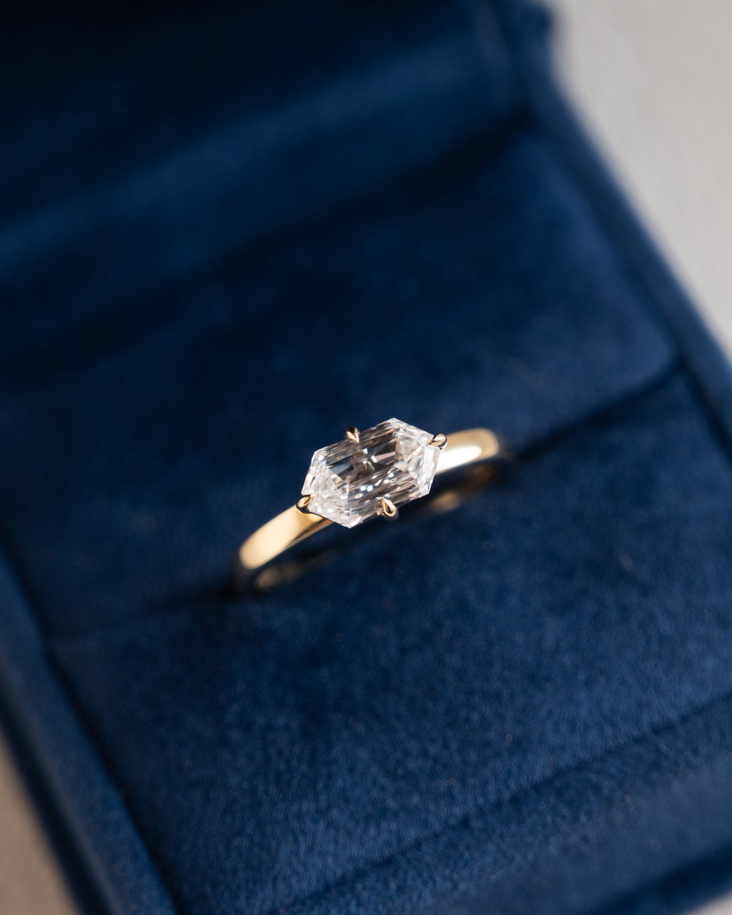 1.55 Hexagon Cut Diamond Engagement Ring 14k