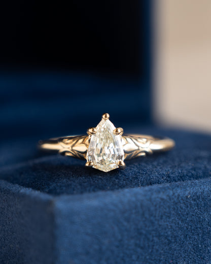 1.01 Pear Step Cut Diamond Engagement Ring 14k