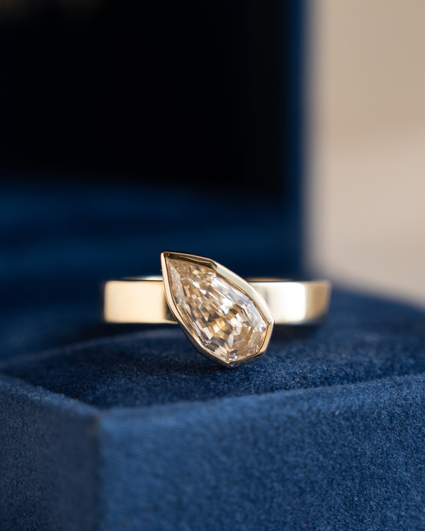 1.71 GIA Pear Step Cut Diamond Engagement Ring 14k