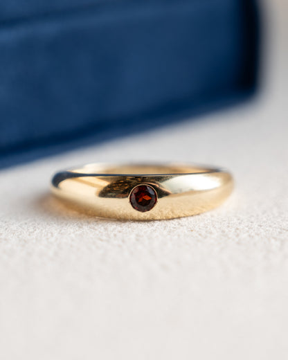 .16 Round Cut Garnet Stacking Ring in 14k Yellow Gold