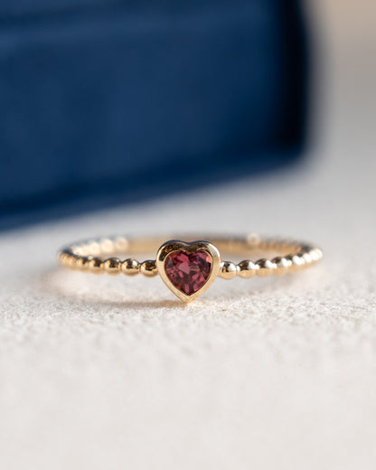 .16 Heart Shaped Pink Tourmaline Ring 14k Yellow Gold