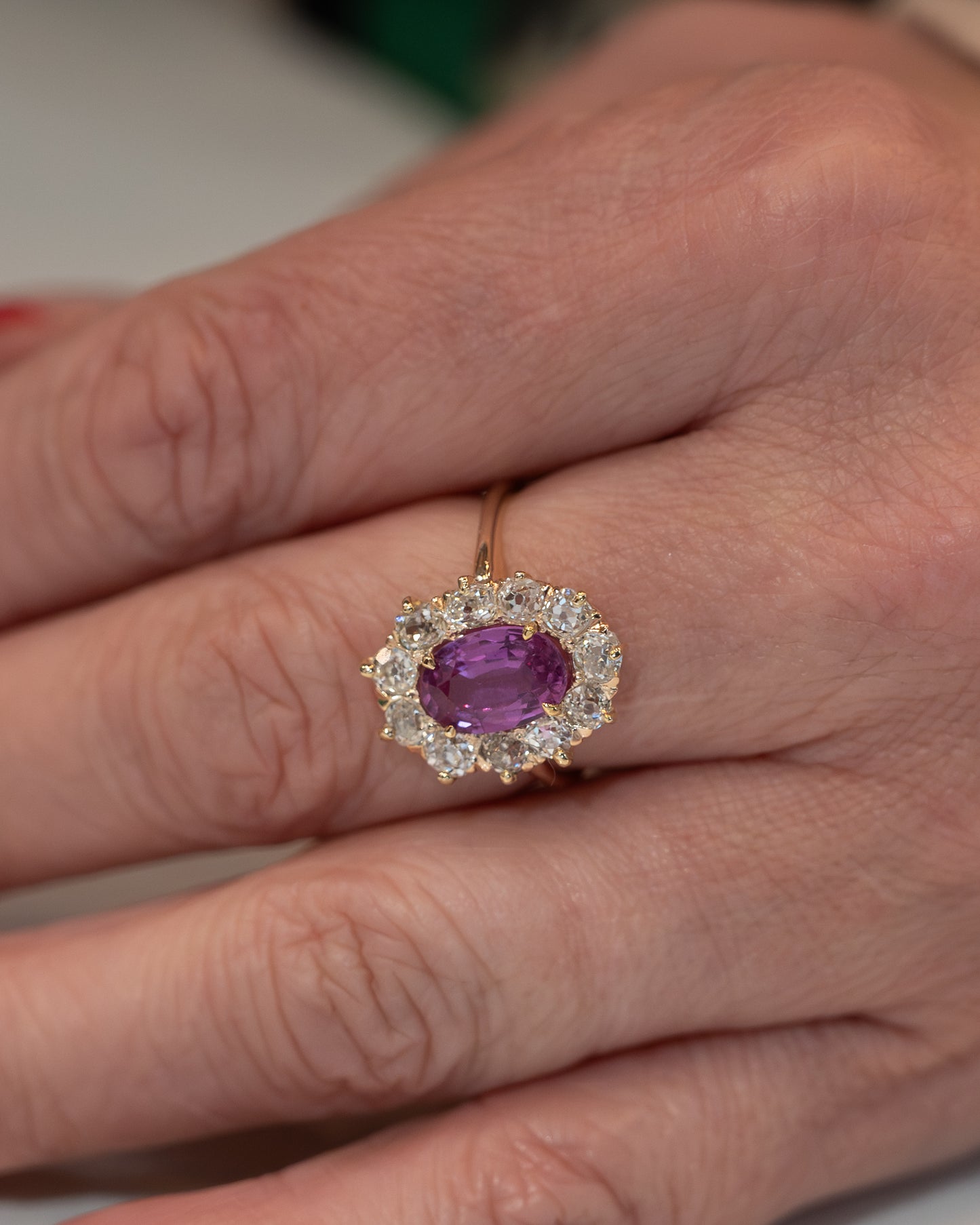 2.09 Antique Victorian Pink Sapphire Engagement Ring 14k