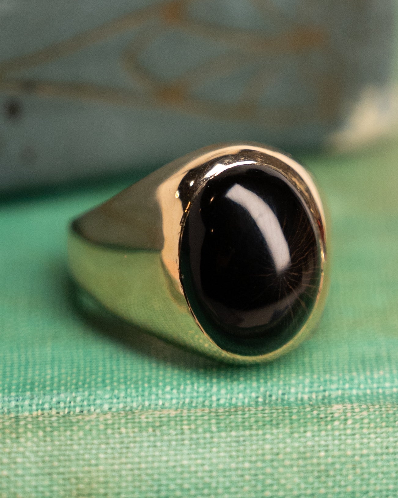 Petrified Wood Cocktail Ring 14k Yellow Gold