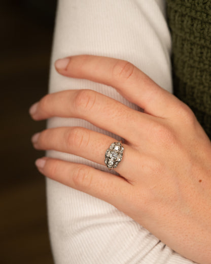 .32 Antique Deco Euro Diamond Engagement Ring Palladium