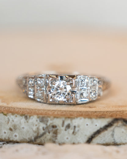.25 Vintage Deco Transitional Diamond Engagement Ring 18k