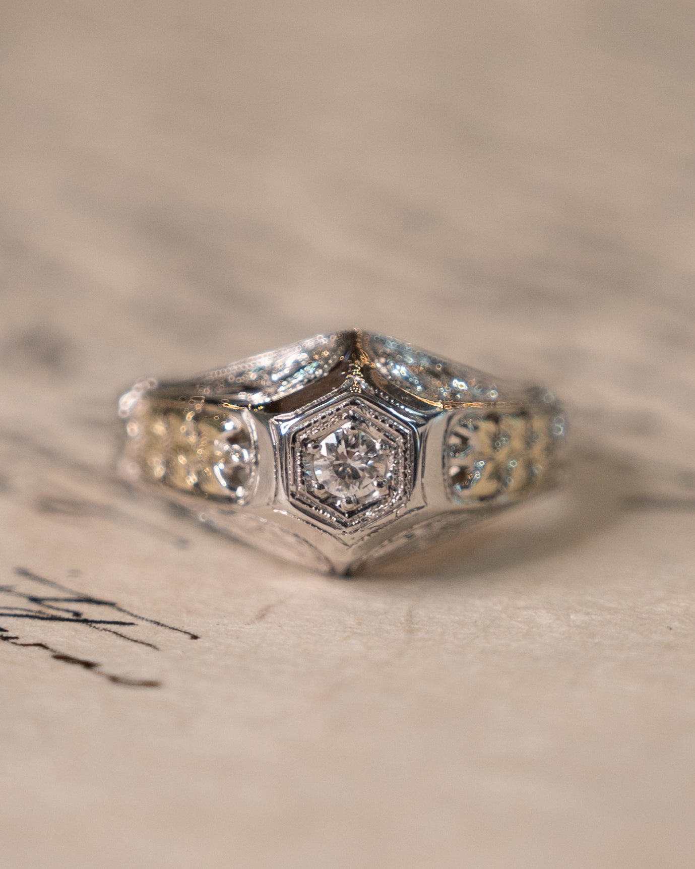 .10 Art Deco Two-Tone Engagement Ring 18k