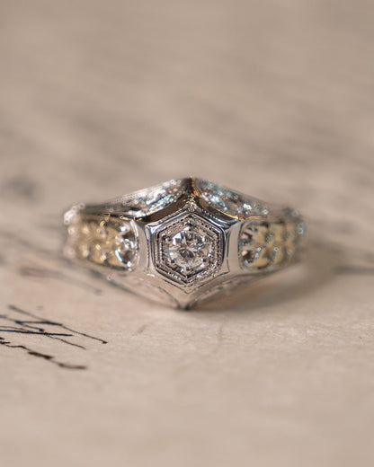 .10 Art Deco Two-Tone Engagement Ring 18k